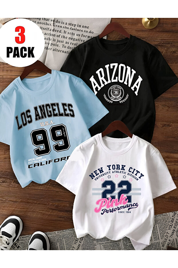 Printed Cotton Pack Short Sleeve 3-Pack Youth and Children's T-Shirts