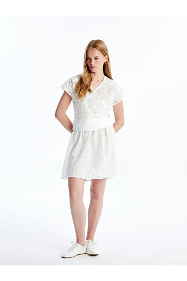 Elastic Waist Self Patterned Women's Skirt