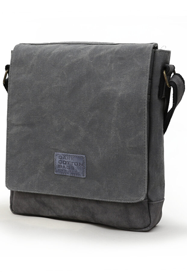 Western 7112 Gray Waterproof Waxed Canvas Postman Shoulder Laptop Tablet School Bag