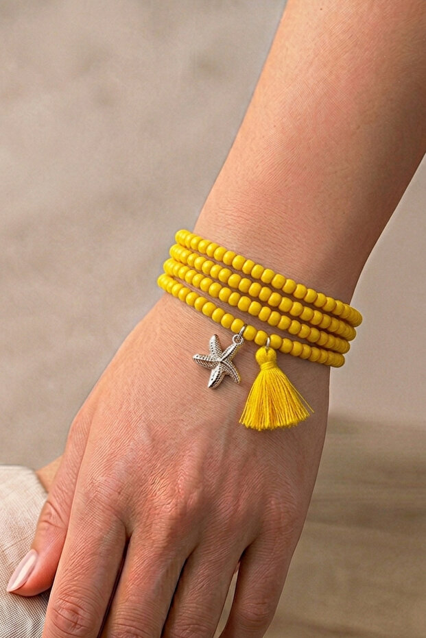 Multiple Bead Tassel Sea Star Bracelet