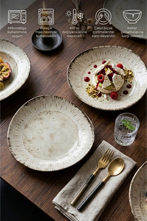 Stonecraft Trior Series 6 Pieces 22cm Cake Plate - Presentation Breakfast Plate Professional Horeca Series
