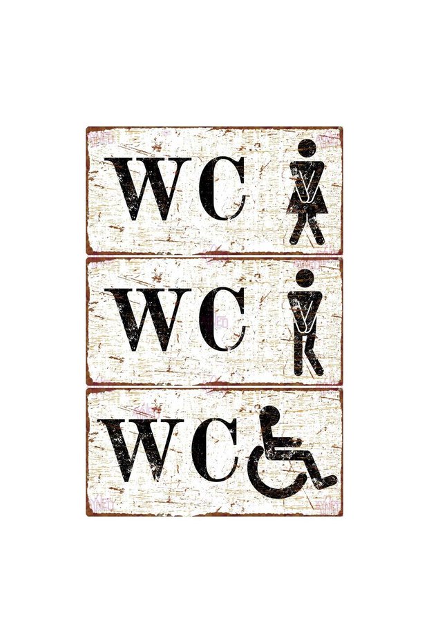 Vintage Wc Door Sign 10X20 cm – Antique Look Toilet Direction Sign