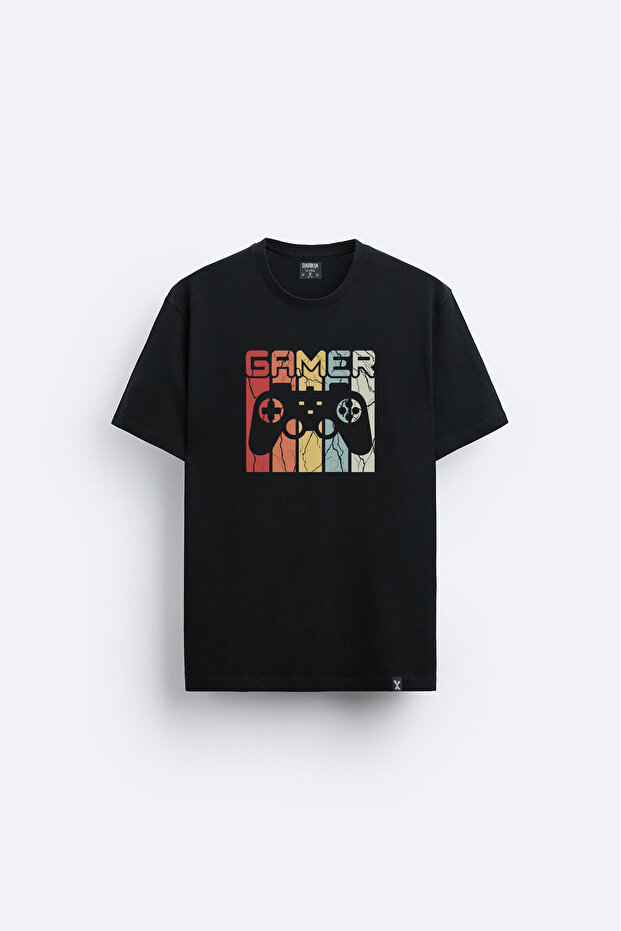 Gamer Printed Crew Neck Black T-Shirt T-Shirt