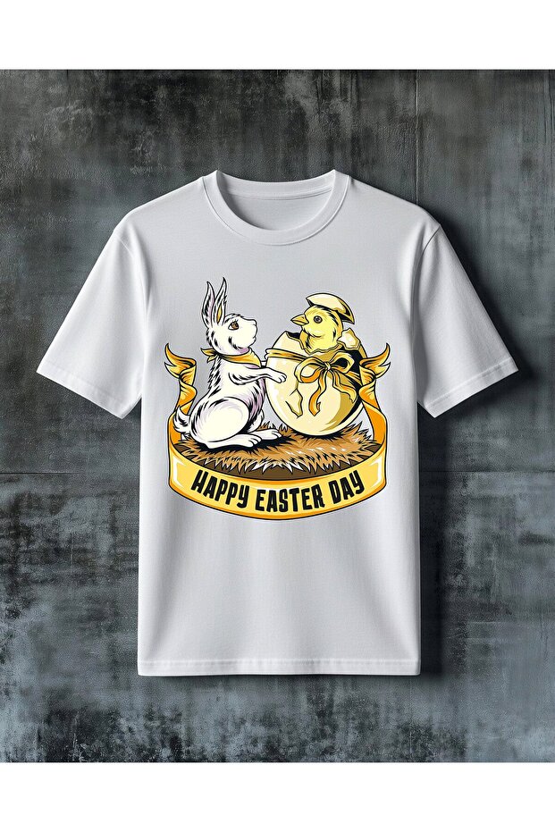 Happy Easter Tavsan Egg Printed Oversize T-Shirt