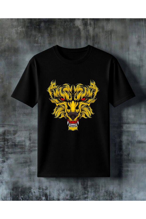 Golden Lion Red Eye Printed Oversize T-Shirt