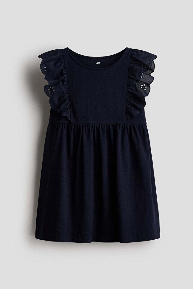 Flounce-trimmed cotton dress