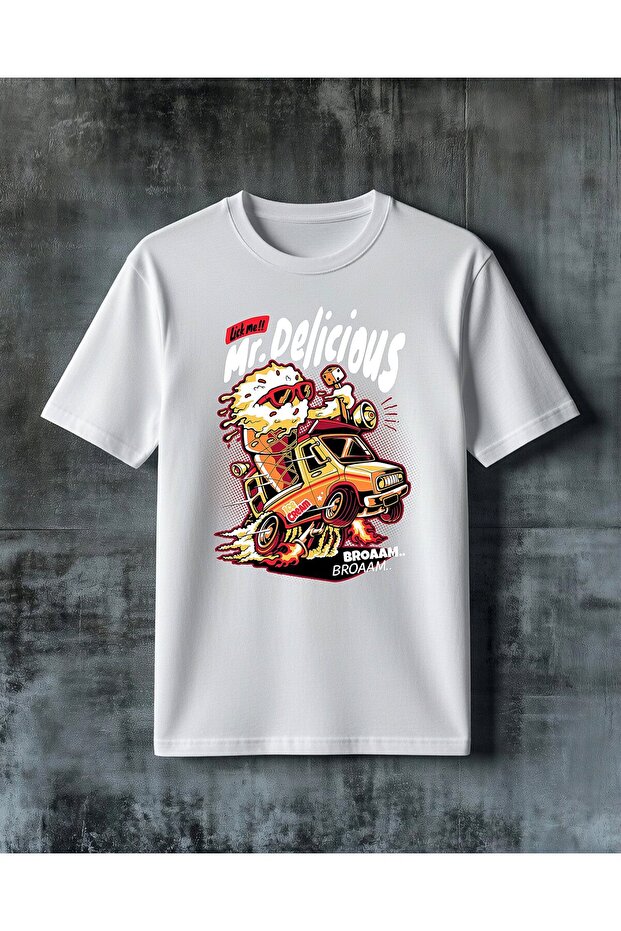 Lick Me Car Explosion Printed Oversize T-Shirt