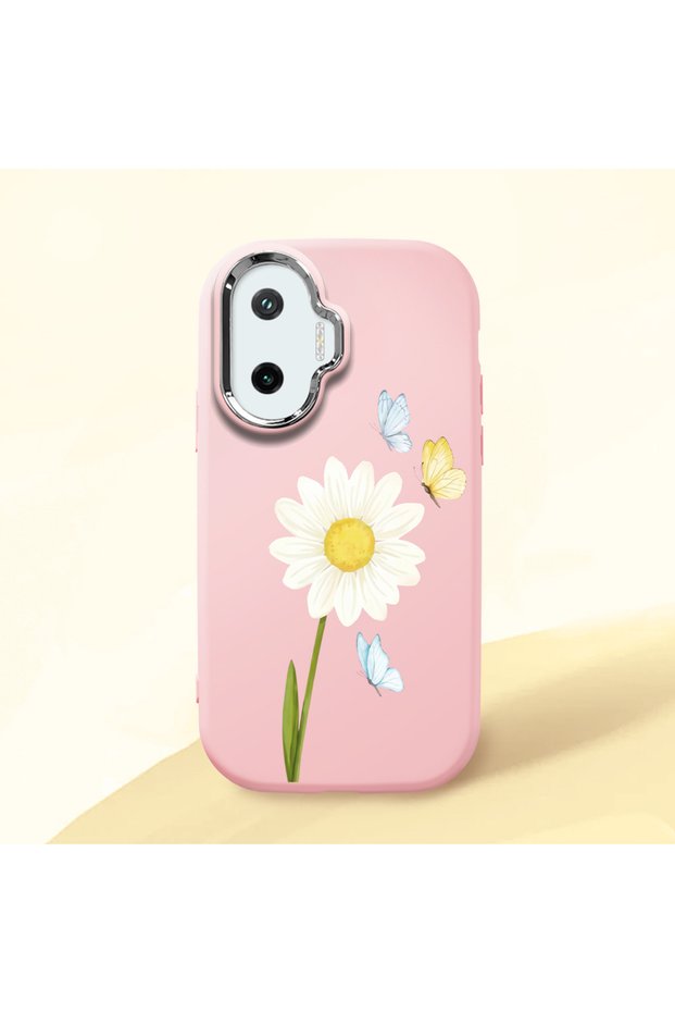 Poco F7 Compatible Shock-Absorbing Camera Protected Pink Silicone Case