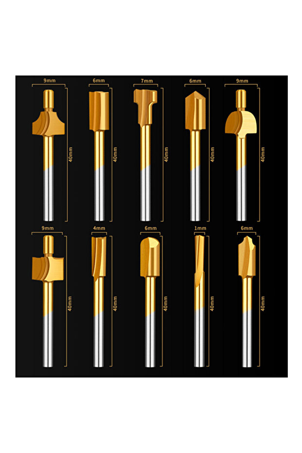 Titanium 10pcs HSS Router Bits Set Wood Cutter Milling Shank Fits Dremel Rotary Tool 1/8'' 3mm Carpe