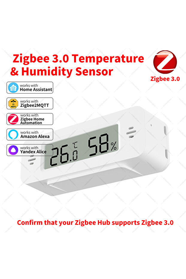 مستشعر درجة الحرارة والرطوبة بتقنية Zigbee 3.0، يتطلب بوابة Zigbee، يعمل مع Home Assistant وAlexa وYand...