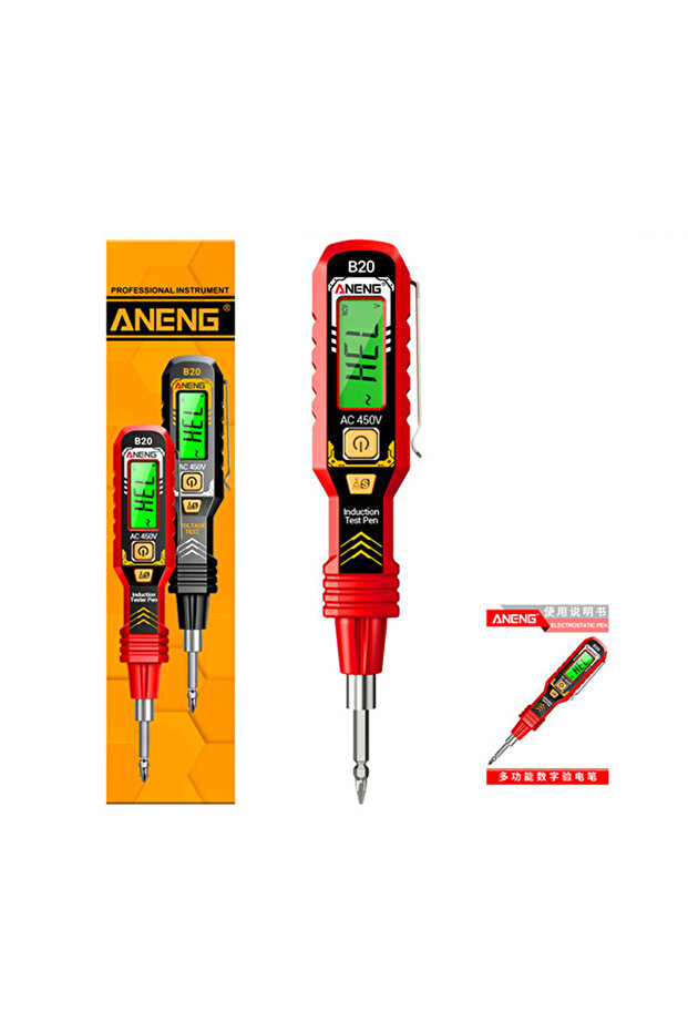 ANENG Red ANENG B20 Digital Voltage Measuring Pen With Flashlight Lighting High-precision Screwdriv