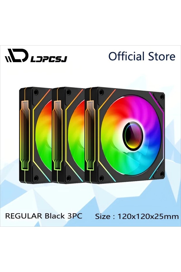 A-RGB Other 4-BK-Forward-3 LDPCSJ PRISM 4 PRO 120mm ARGB PC Case Fan, 4 Pin PWM Quiet Cooling Fan 12