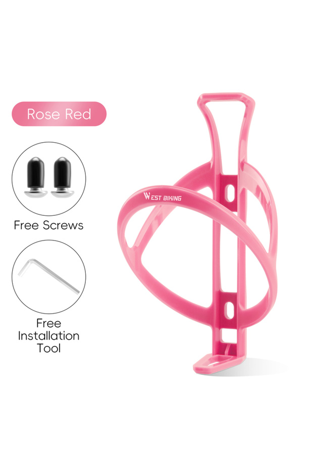 Rose Red WEST BIKING Multicolor Water Bottle Cage PC Cycling Bottle Holder Buckle One-Piece Ultralig