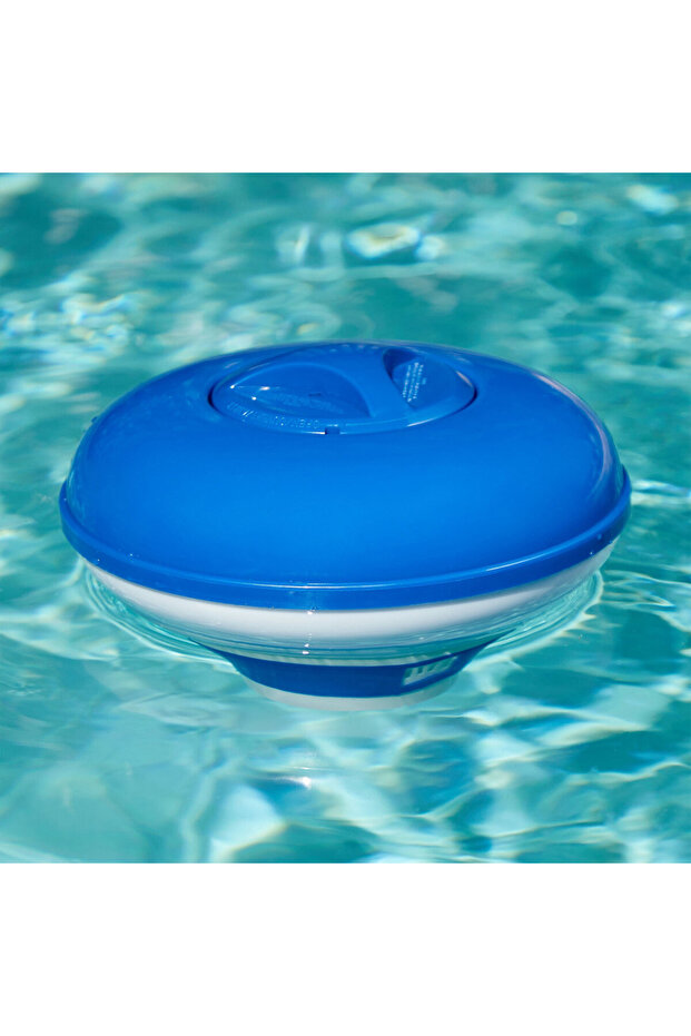 blue Swimming Pool Floating Chlorine Dispenser With Tablets Water Disinfection Purifier Automatic Ap