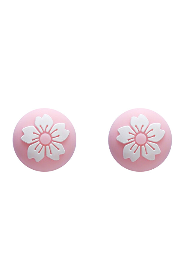 Pink 4Pcs Cute Flower Thumb Grips Analog Stick Cover Joycon Joystick Cap for Nintend Switch Soft Sil