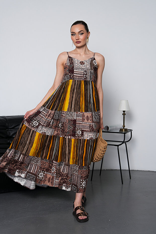 Rochie cu bretele patchwork - 6