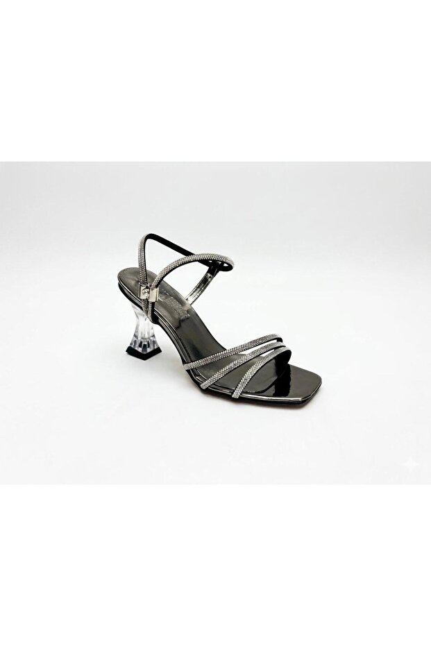 Beach Strip Stone Ankle Wrap Thin Medium Heel Elegant Women's Slippers & Sandals