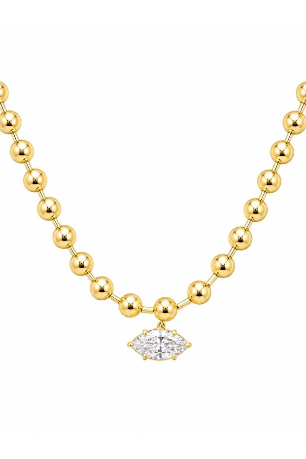 Steel Marquise Stone Necklace