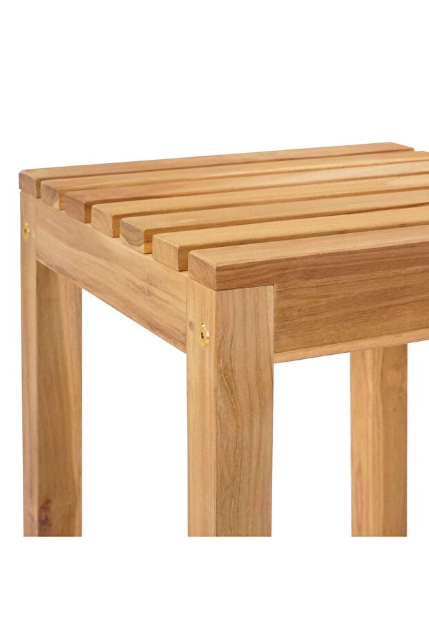 Scaun de bar 2 pcs Maro Lemn solid de tec - 7