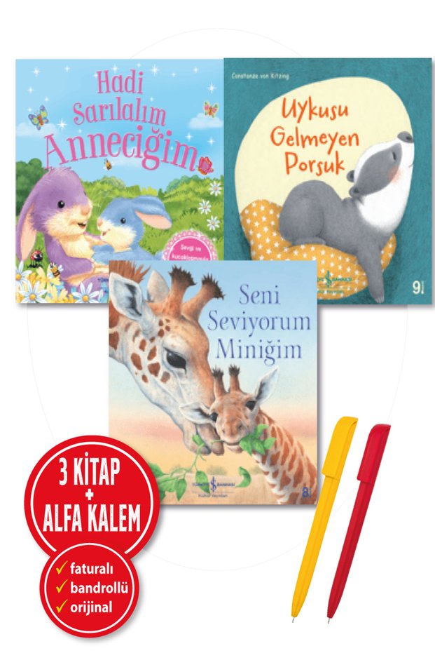 Alfa Kalem+Hadi Sarılalım Anneciğim+Uykusu Gelmeyen Porsuk+Seni Seviyorum Miniğim Constanze 3 Kitap
