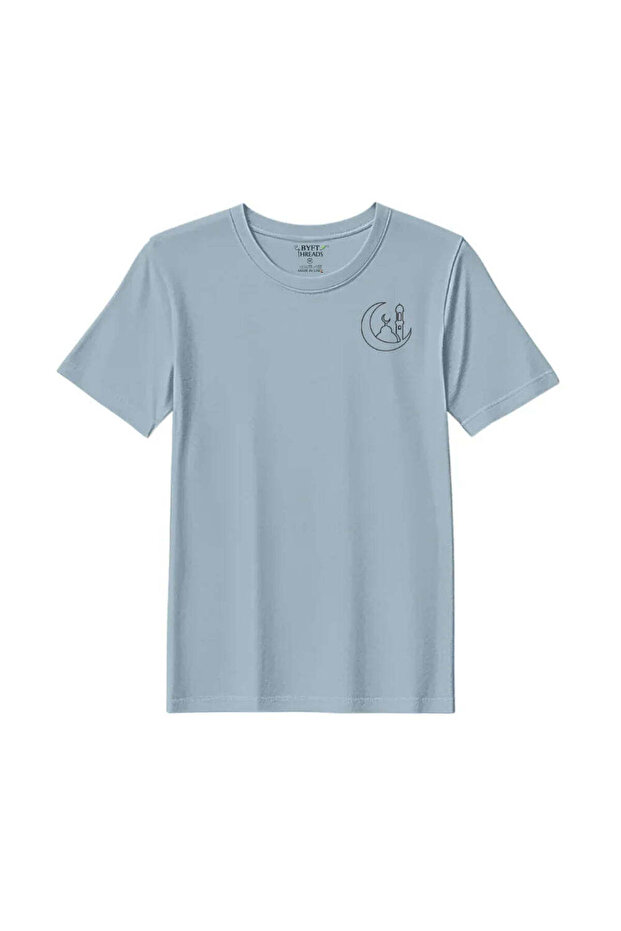Eid T-Shirt - Moonlit Mosque Outline Embroidered Design, Premium Polycotton, Breathable Unisex Festive Wear for Men & Women