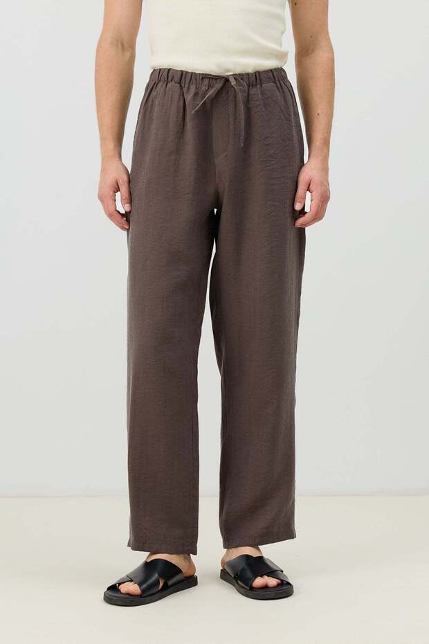 Brown Lyocell Blended Relax Fit Men's Trousers