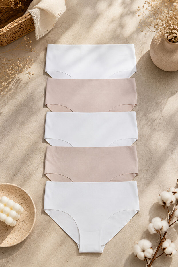 Women's Premium Quality 5-Piece Laser Cut Cotton Panties with Recovery Effect