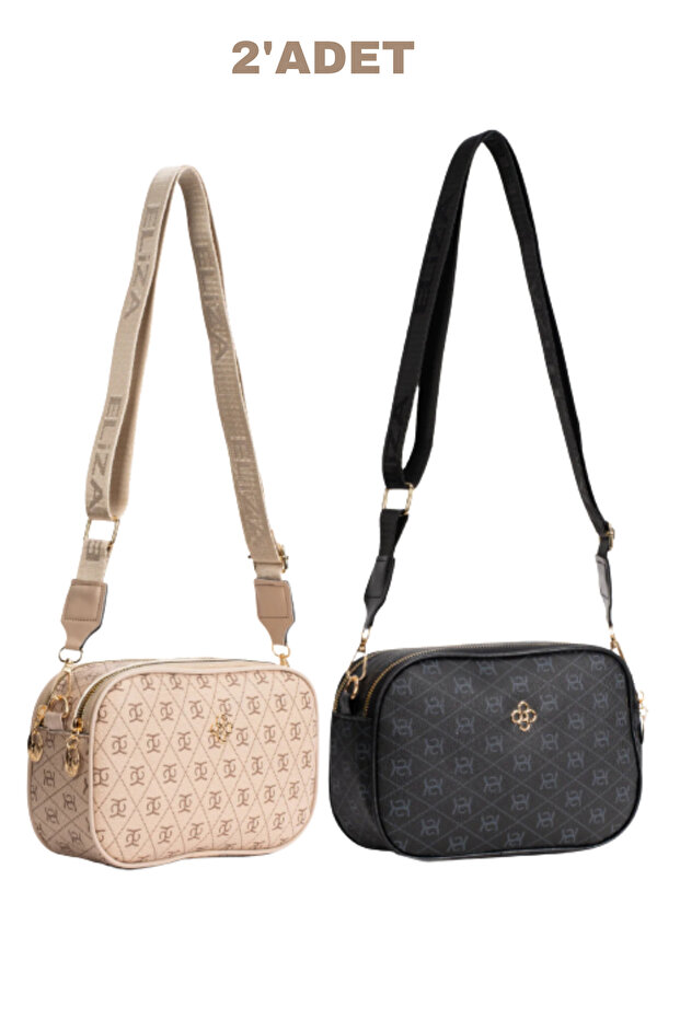Women's Patterned Shoulder and Crossbody Bag with 2 Compartments, Daily Stylish Handbag