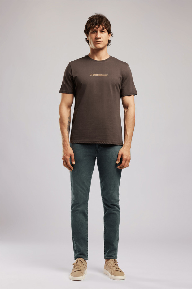 Elvis Men's Regular Fit 100% Cotton Printed Crew Neck T-Shirt Brown