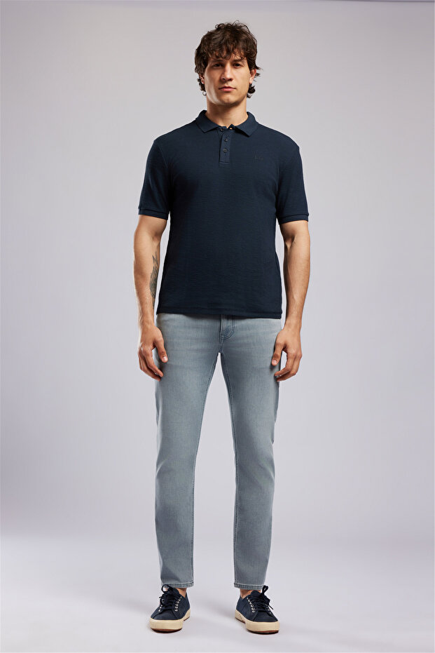 Tyler Men's Regular Fit Basic Polo Collar T-Shirt Dark Navy Blue
