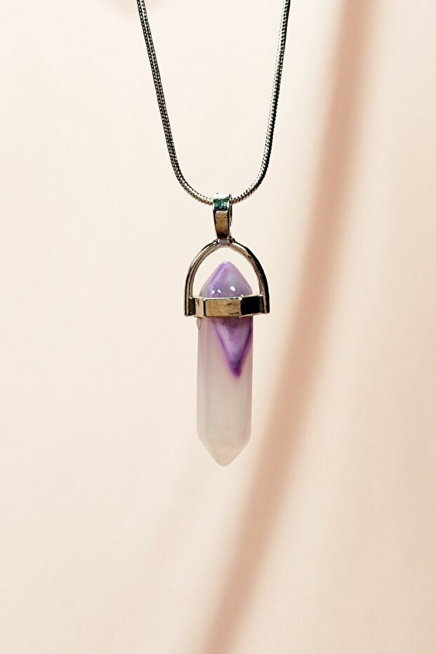 Florid Natural Stone Chain Handmade Designed Necklace End: 3.5 cm Chain: 20 cm Boxed