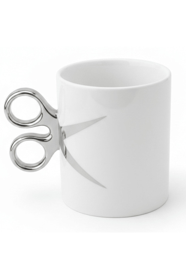 White Artisan Scissors-Handle Ceramic Mug | 300 ml