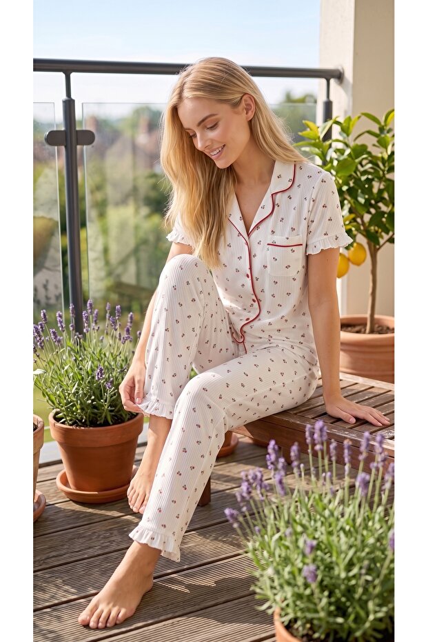 Raporlu Viscose Women's Buttoned Pajama Set