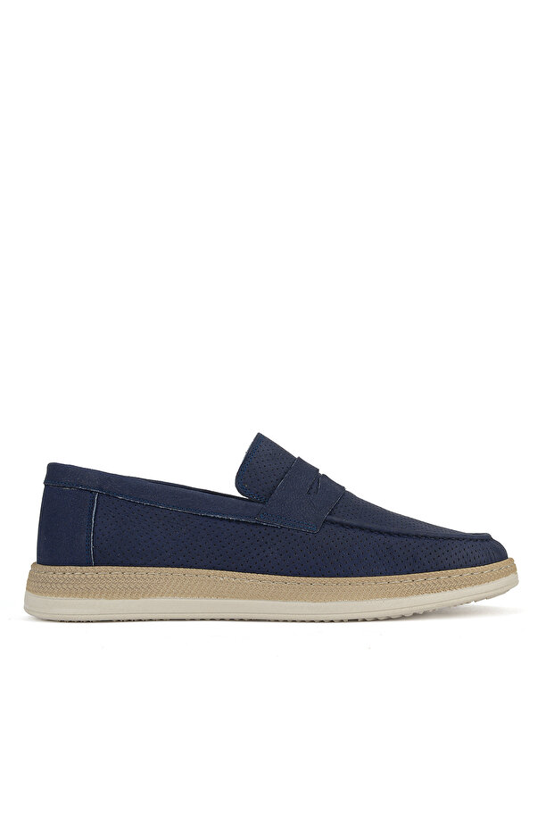 , Men's Genuine Leather Casual Shoes 161423Z34 Navy Blue