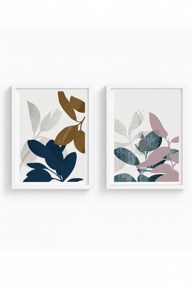 White Wooden Framed 2 Piece Set Painting Huhu122
