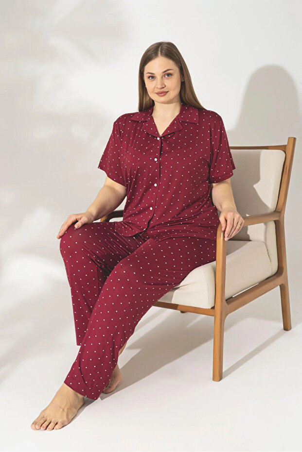 Plus Size Short Sleeve Milan Fabric Pajama Set