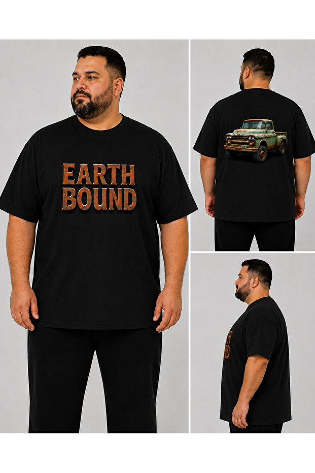 Men's Oversize T-Shirt Bound Printed Cotton Plus Size T-Shirt Comfortable Fit