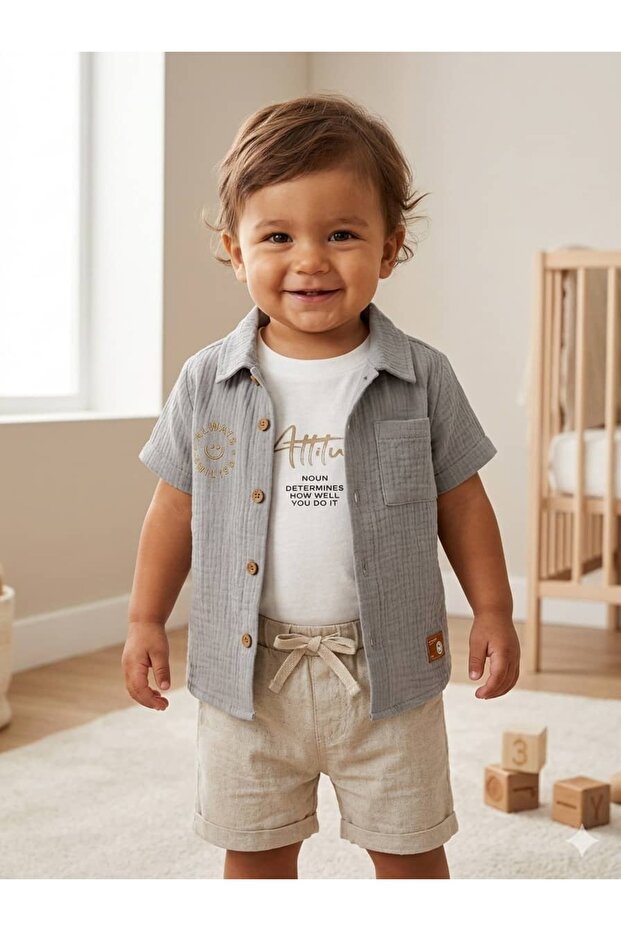 Muslin 2-Piece Baby Boy Summer Set - 100% Cotton