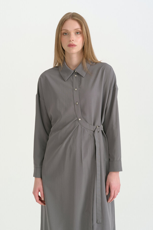Half Belted Tunic - Gray - 2