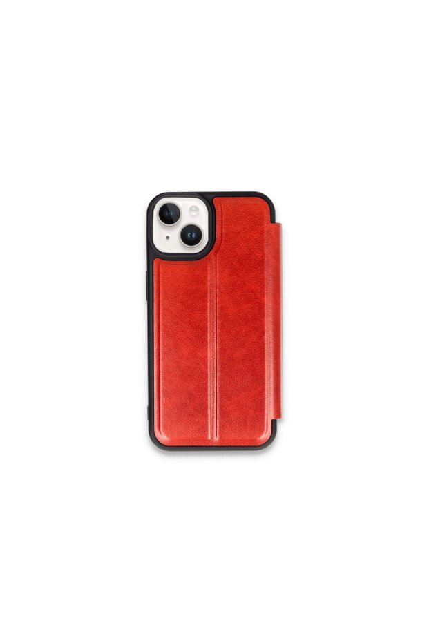iPhone 15 Compatible Case Flip Cover - Red