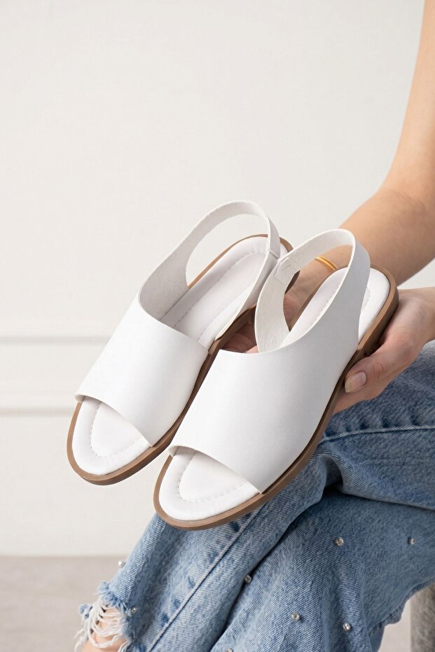 Cadiz White Soft Leather Soft Sole Sandals