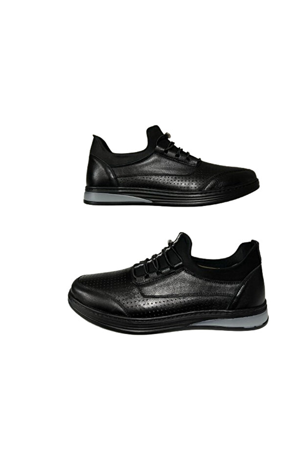 - Men's Genuine Leather Laser Elastic Casual Comfort Shoes