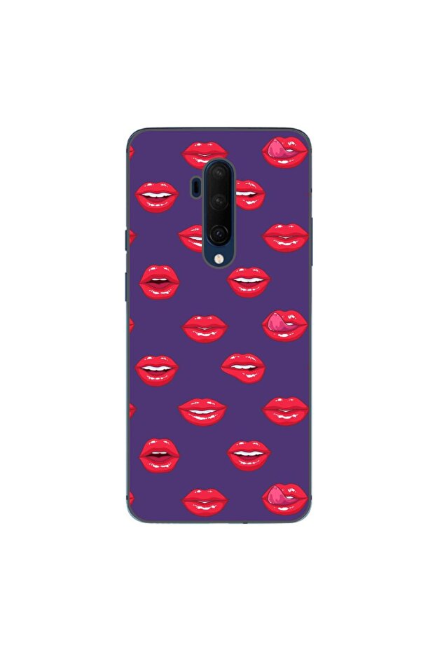 Case compatible with OnePlus 7T Pro Silicone Gel Tpu Lips Pattern