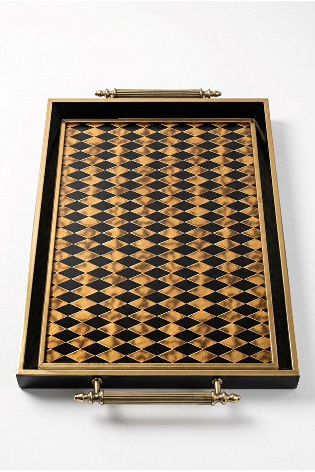 Luxury Glass Presentation Tray with Handles Black Tray 50X31X4 cm