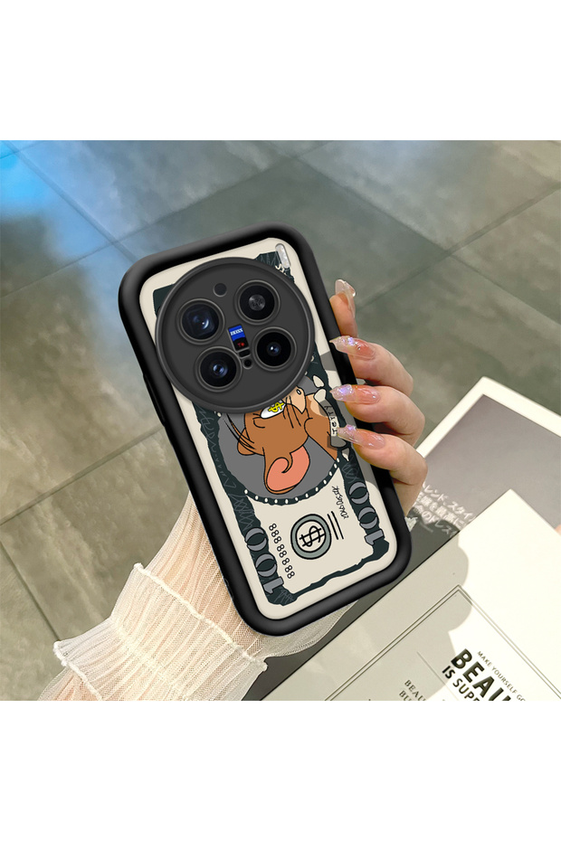 Vivo X200 Pro Compatible High-Quality Cartoon Printed Shockproof Black Silicone Case