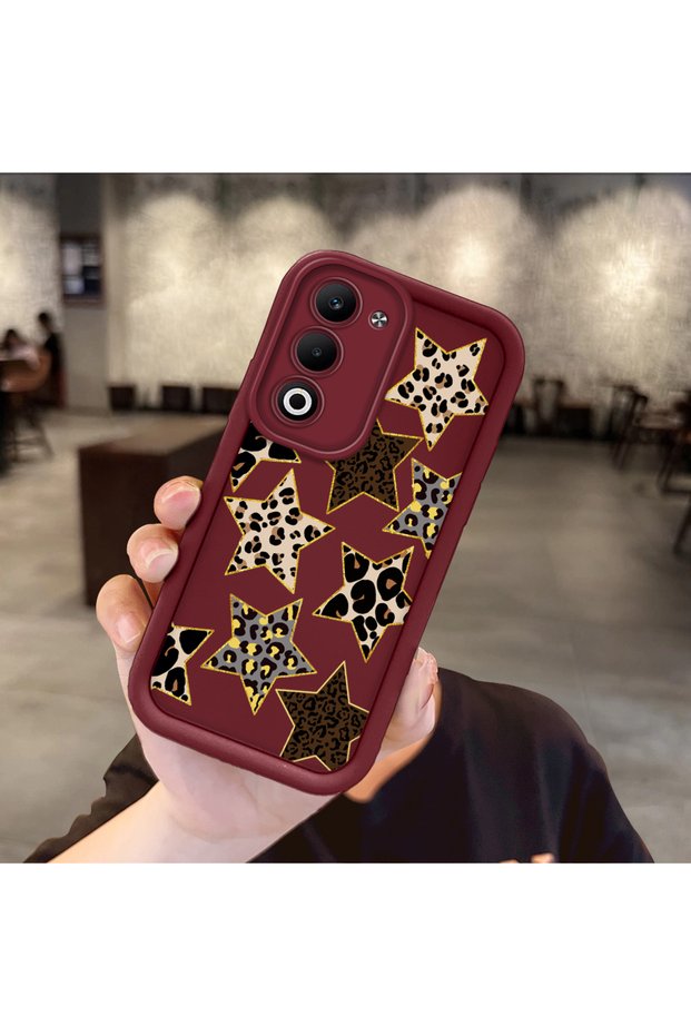 Oppo A5 5g Compatible Case Camera Protector Claret Red Silicone Couple Phone Case Leopard Pattern