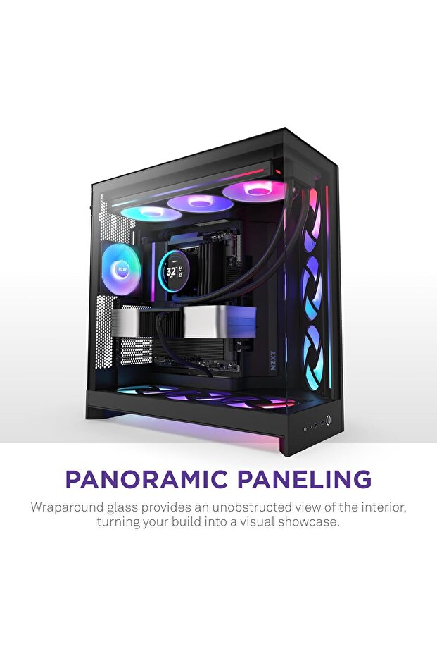 كمبيوتر مكتبي NZXT مع معالج Intel Core Ultra 9 وبطاقة رسومات RTX 5080 وذاكرة 16 جيجابايت أو 32 جيجابايت DDR5 وقرص صلب NVMe سعة 1 تيرابايت ونظام تشغيل Windows 11 Pro