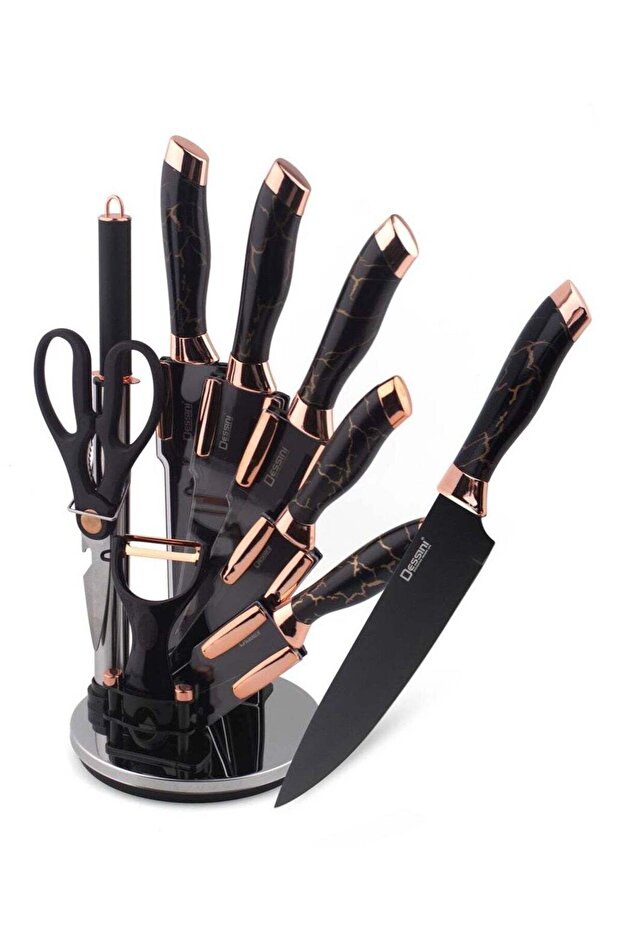 9-Piece Knife Set with Acrylic Stand | Non-Stick Coated Blades | Model KD-130