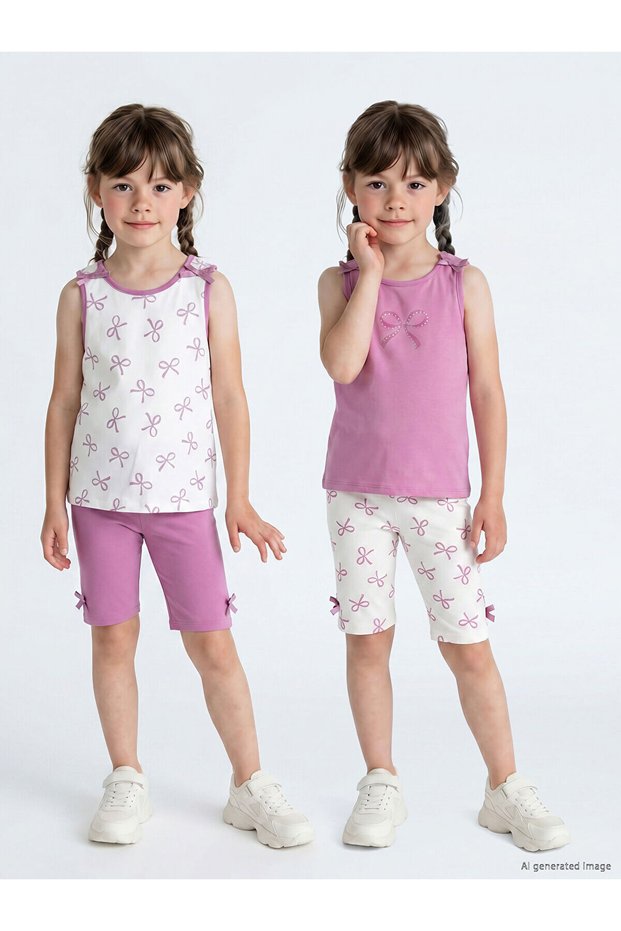 Vizyon New Season Bowknot Girls' Shorts Leggings 2-Pack
