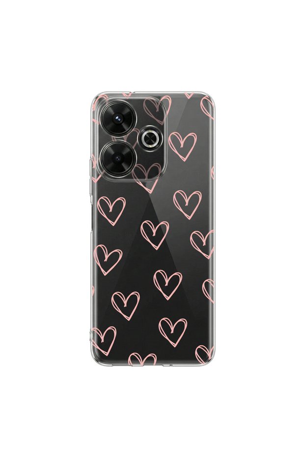 حافظة شفافة متوافقة مع Redmi 13 بتصميم Heart 6